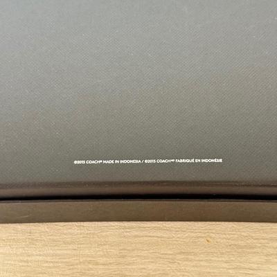 LOT 381D: Black Coach Gift Boxes & Cloth Bags w/ Leather Tags