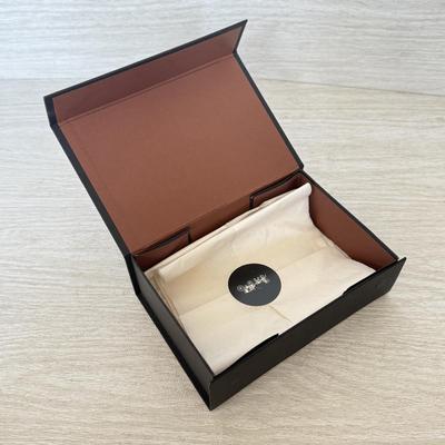 LOT 381D: Black Coach Gift Boxes & Cloth Bags w/ Leather Tags