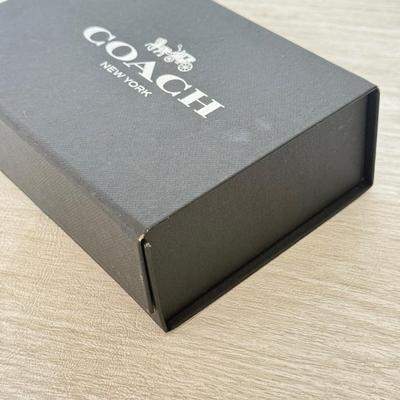 LOT 381D: Black Coach Gift Boxes & Cloth Bags w/ Leather Tags