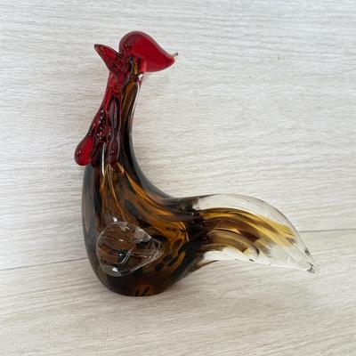 LOT 384K: Vintage Murano Style Speckled Art Glass Rooster