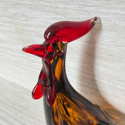 LOT 384K: Vintage Murano Style Speckled Art Glass Rooster