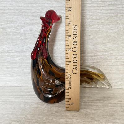 LOT 384K: Vintage Murano Style Speckled Art Glass Rooster