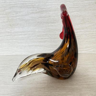 LOT 384K: Vintage Murano Style Speckled Art Glass Rooster