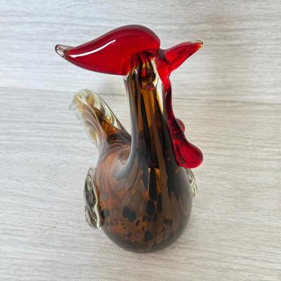 LOT 384K: Vintage Murano Style Speckled Art Glass Rooster