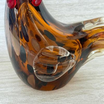LOT 384K: Vintage Murano Style Speckled Art Glass Rooster