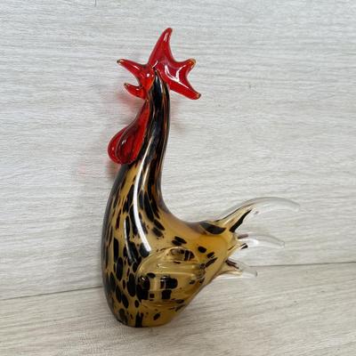 LOT 385K: Vintage Murano Style Speckled Art Glass Rooster