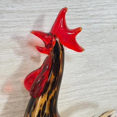 LOT 385K: Vintage Murano Style Speckled Art Glass Rooster