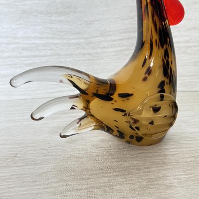 LOT 385K: Vintage Murano Style Speckled Art Glass Rooster