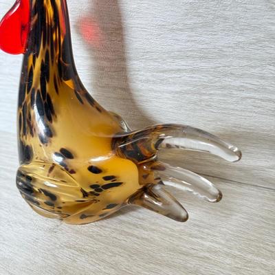 LOT 385K: Vintage Murano Style Speckled Art Glass Rooster