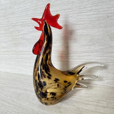 LOT 385K: Vintage Murano Style Speckled Art Glass Rooster