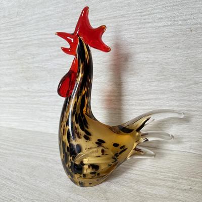LOT 385K: Vintage Murano Style Speckled Art Glass Rooster