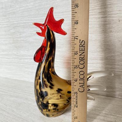 LOT 385K: Vintage Murano Style Speckled Art Glass Rooster