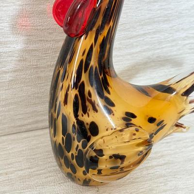 LOT 385K: Vintage Murano Style Speckled Art Glass Rooster