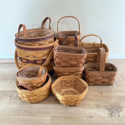 LOT 386K: Collection of Small Hand Woven Longaberger Baskets, some w/ Liners