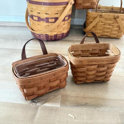 LOT 386K: Collection of Small Hand Woven Longaberger Baskets, some w/ Liners