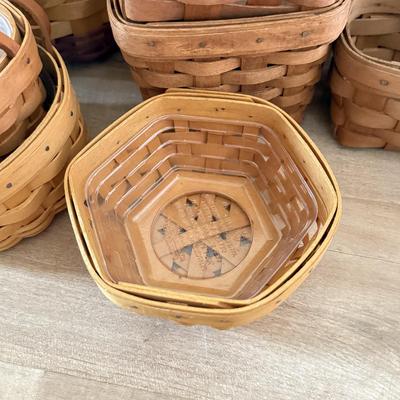 LOT 386K: Collection of Small Hand Woven Longaberger Baskets, some w/ Liners
