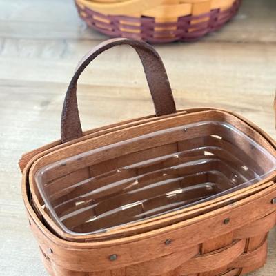 LOT 386K: Collection of Small Hand Woven Longaberger Baskets, some w/ Liners