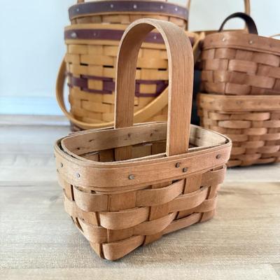 LOT 386K: Collection of Small Hand Woven Longaberger Baskets, some w/ Liners