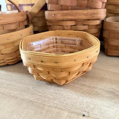 LOT 386K: Collection of Small Hand Woven Longaberger Baskets, some w/ Liners