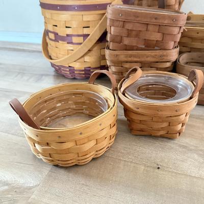 LOT 386K: Collection of Small Hand Woven Longaberger Baskets, some w/ Liners