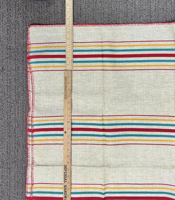 Vintage Tablecloth Multi-striped Southwestern colors turquoise red yellow