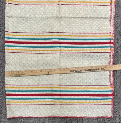 Vintage Tablecloth Multi-striped Southwestern colors turquoise red yellow