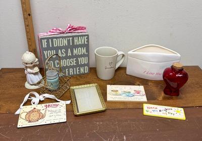 Mother's Day or Grandmother's Day Lot - signs; mug, planter. frame, basket, etc