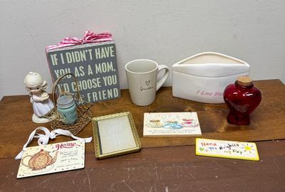 Mother's Day or Grandmother's Day Lot - signs; mug, planter. frame, basket, etc