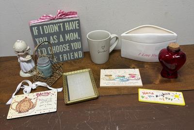 Mother's Day or Grandmother's Day Lot - signs; mug, planter. frame, basket, etc