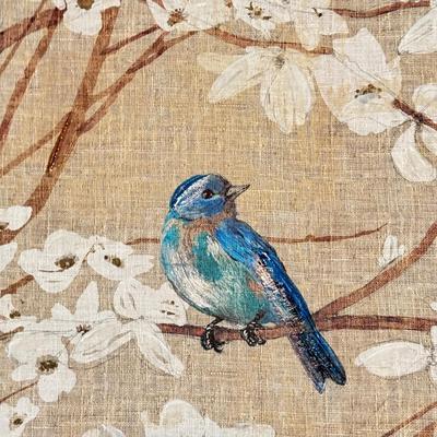 LOT 391F: Home Decor Collection: Bird Artwork, Wood Lantern & Wood Candlesticks