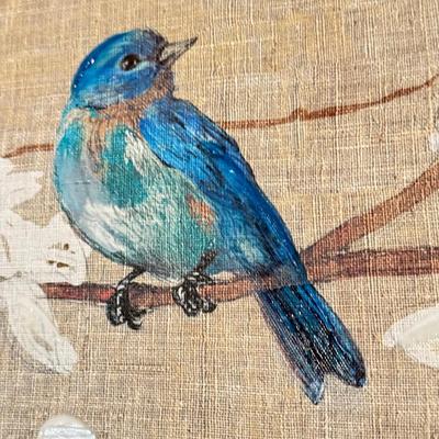 LOT 391F: Home Decor Collection: Bird Artwork, Wood Lantern & Wood Candlesticks