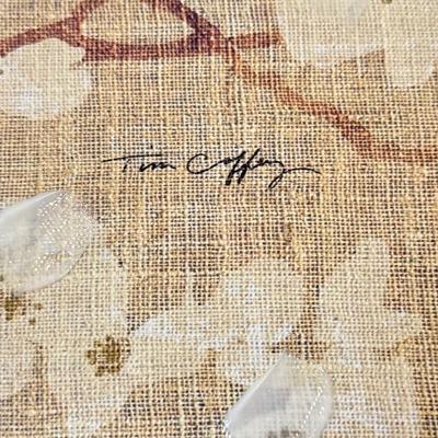 LOT 391F: Home Decor Collection: Bird Artwork, Wood Lantern & Wood Candlesticks