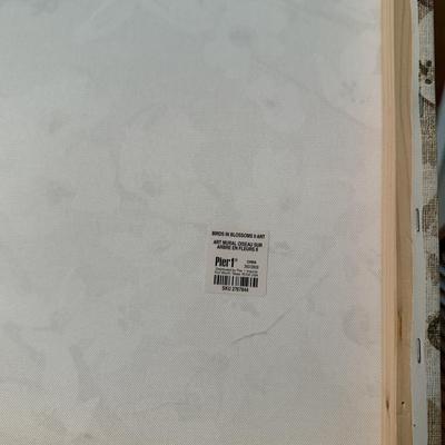 LOT 391F: Home Decor Collection: Bird Artwork, Wood Lantern & Wood Candlesticks