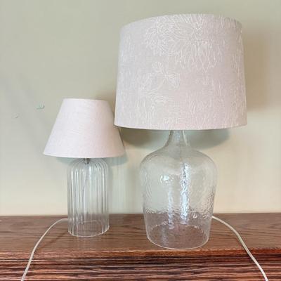 LOT 392F: Pair of Glass Base Table Lamps