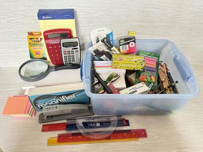 LOT 396L: HP DeskJet 4155e Printer w/ Collection of Office Supplies