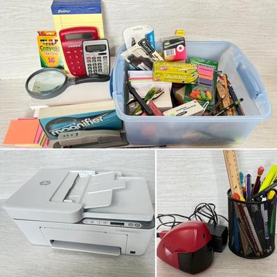 LOT 396L: HP DeskJet 4155e Printer w/ Collection of Office Supplies