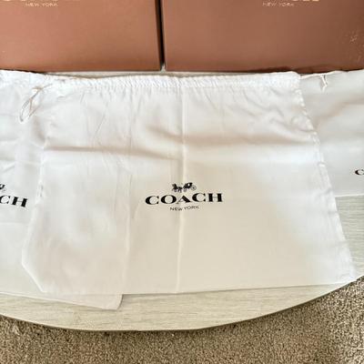 LOT 399D: Brown Coach New York Boxes w/ Branded Cloth Bags