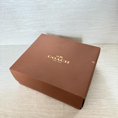 LOT 399D: Brown Coach New York Boxes w/ Branded Cloth Bags