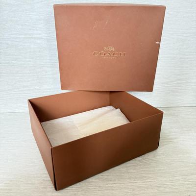 LOT 399D: Brown Coach New York Boxes w/ Branded Cloth Bags