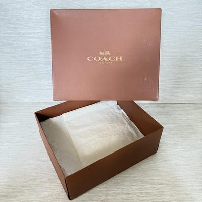LOT 399D: Brown Coach New York Boxes w/ Branded Cloth Bags