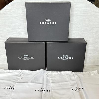 LOT 400D: Black Coach New York Gift Boxes w/ Cloth Bags