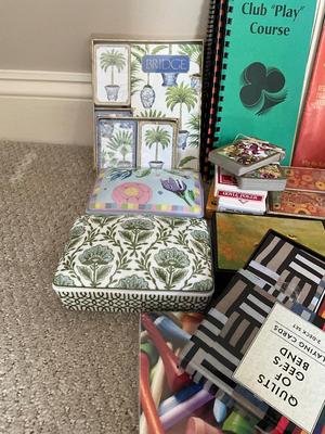 BR705 Large Lot of Bridge Supplies, Instructions and Playing Cards