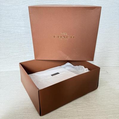 LOT 406D: Brown Coach New York Gift Boxes w/ Branded Cloth Bags