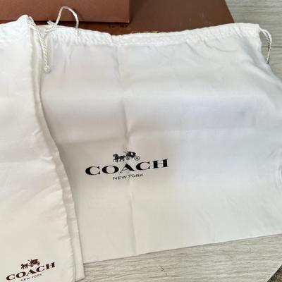 LOT 406D: Brown Coach New York Gift Boxes w/ Branded Cloth Bags