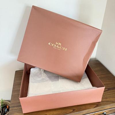 LOT 407D: Brown Coach New York Gift Boxes w/ Cloth Bags