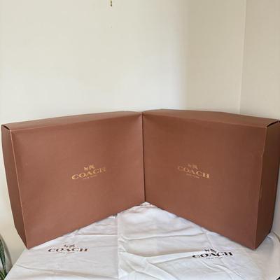 LOT 407D: Brown Coach New York Gift Boxes w/ Cloth Bags