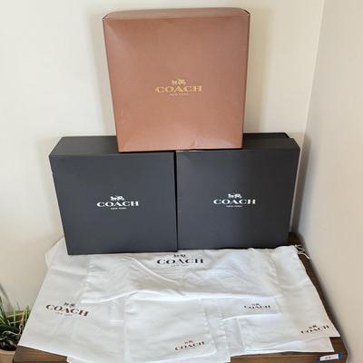 LOT 408D: Coach New York Gift Boxes w/ Cloth Bags
