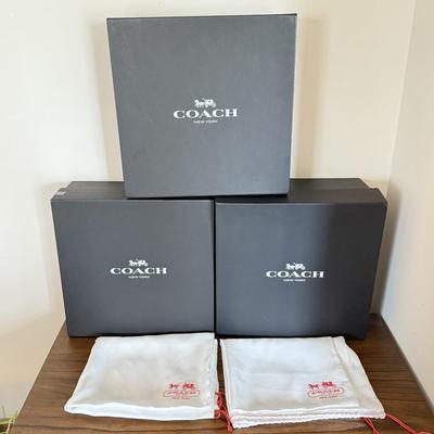 LOT 409D: Coach New York Gift Boxes w/ Cloth Bags