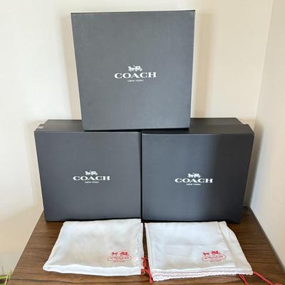LOT 409D: Coach New York Gift Boxes w/ Cloth Bags