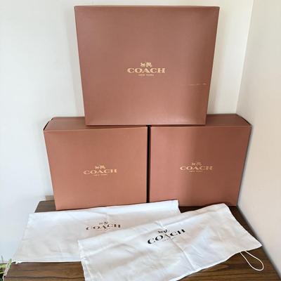LOT 410D: Coach New York Gift Boxes w/ Cloth Bags